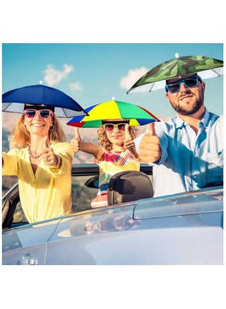 Umbrella Hat 65CM Sunscreen Windproof Hands Free Head Cap UV Protection Hats Mounted Top Folding for Fishing Beach Golf Sunshade Outdoor, Blue - view 5