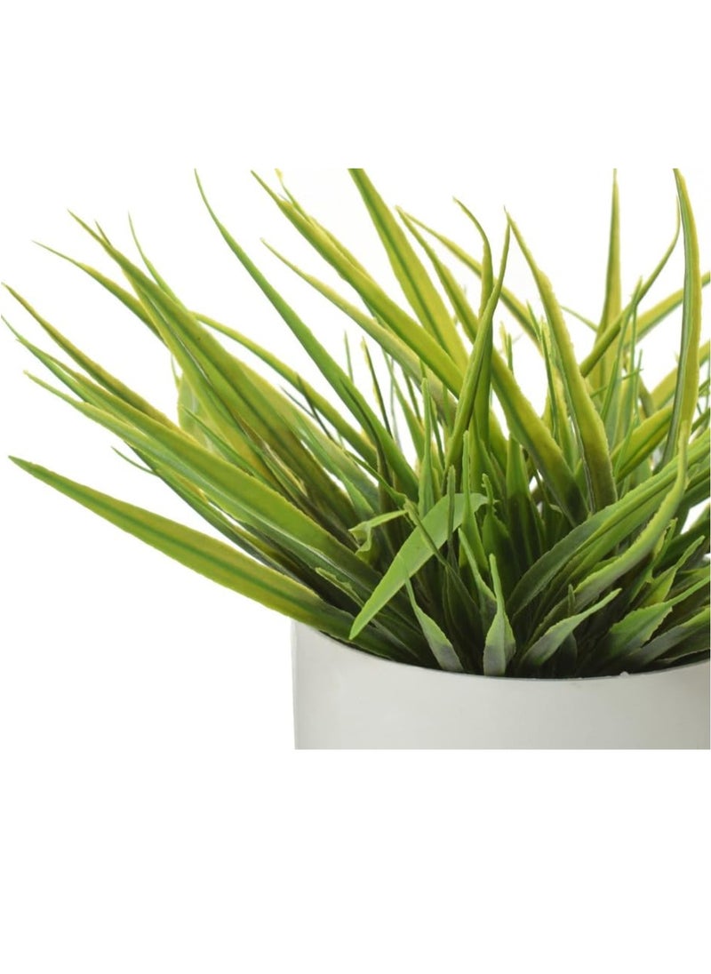 Generic Artificial Plant Green Leaves Large Bowl with Vase for Home Office Decor Green Space - White  - Image 2
