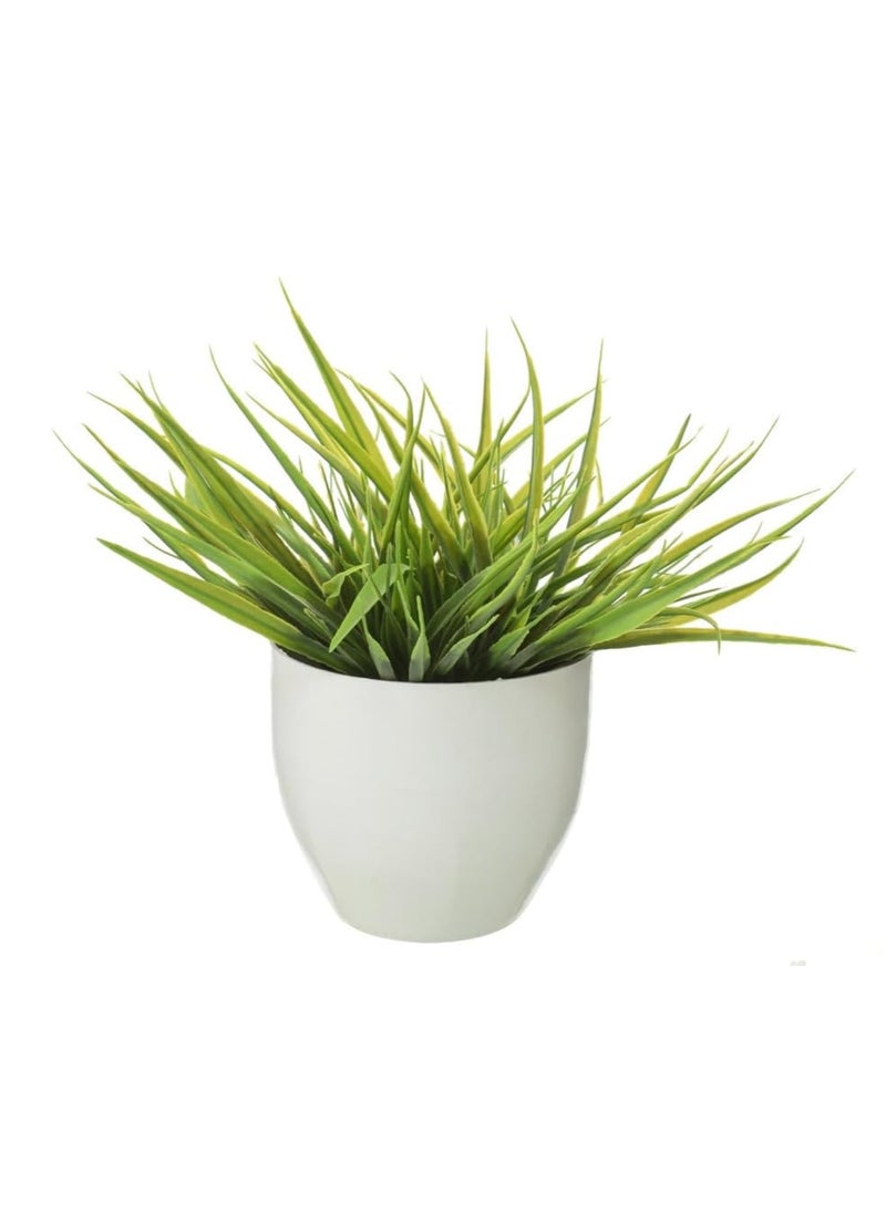 Generic Artificial Plant Green Leaves Large Bowl with Vase for Home Office Decor Green Space - White  - Image 4