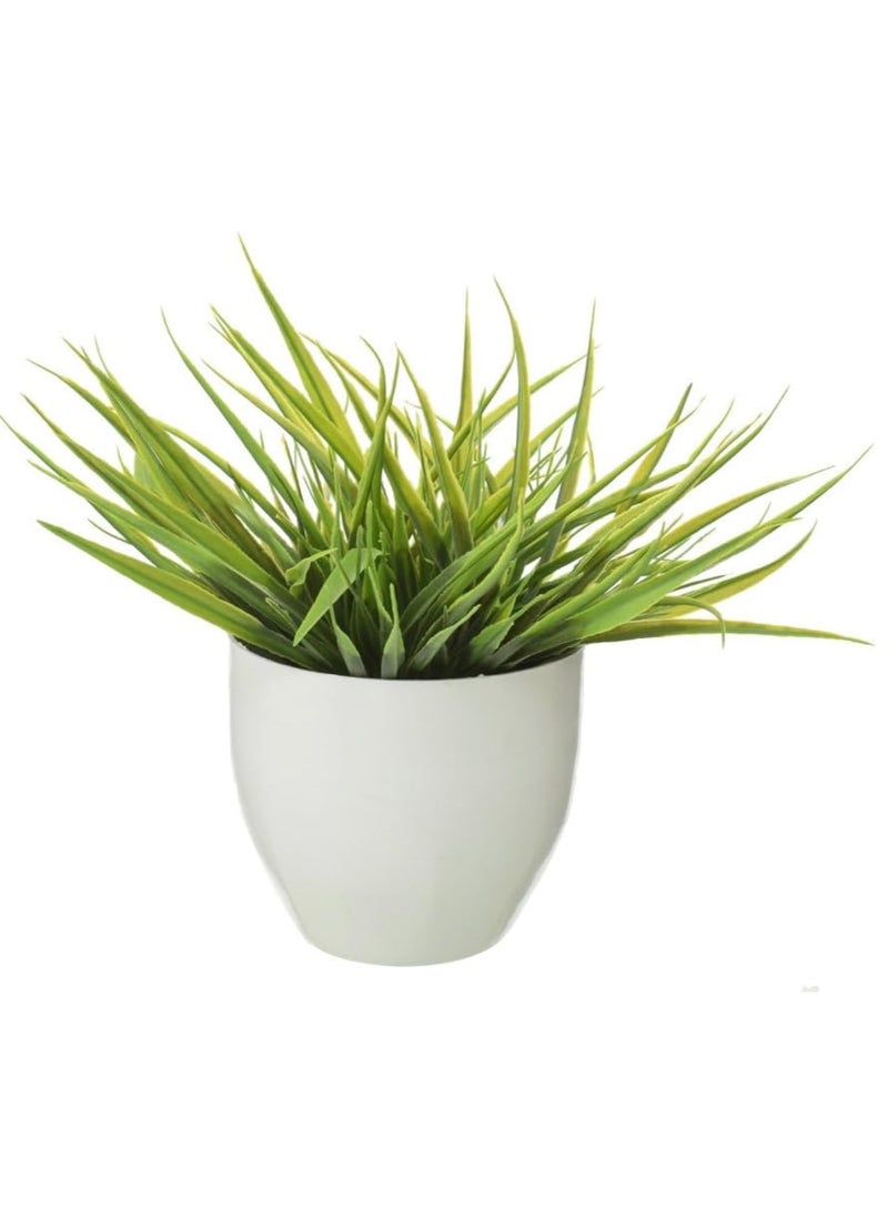 Generic Artificial Plant Green Leaves Large Bowl with Vase for Home Office Decor Green Space - White  - Image 1