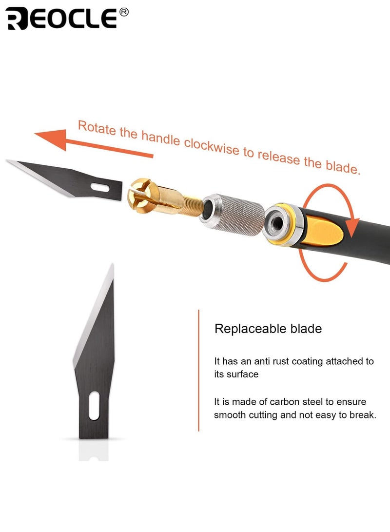 ريوكل مجموعة سكاكين هواية دقيقة مجموعة سكاكين Exacto مع 10 أداة سكين حلاقة دقيقة للهندسة المعمارية نمذجة قطع اليقطين سكرابوكينغ استنسل العمل الخشبي - Image 3