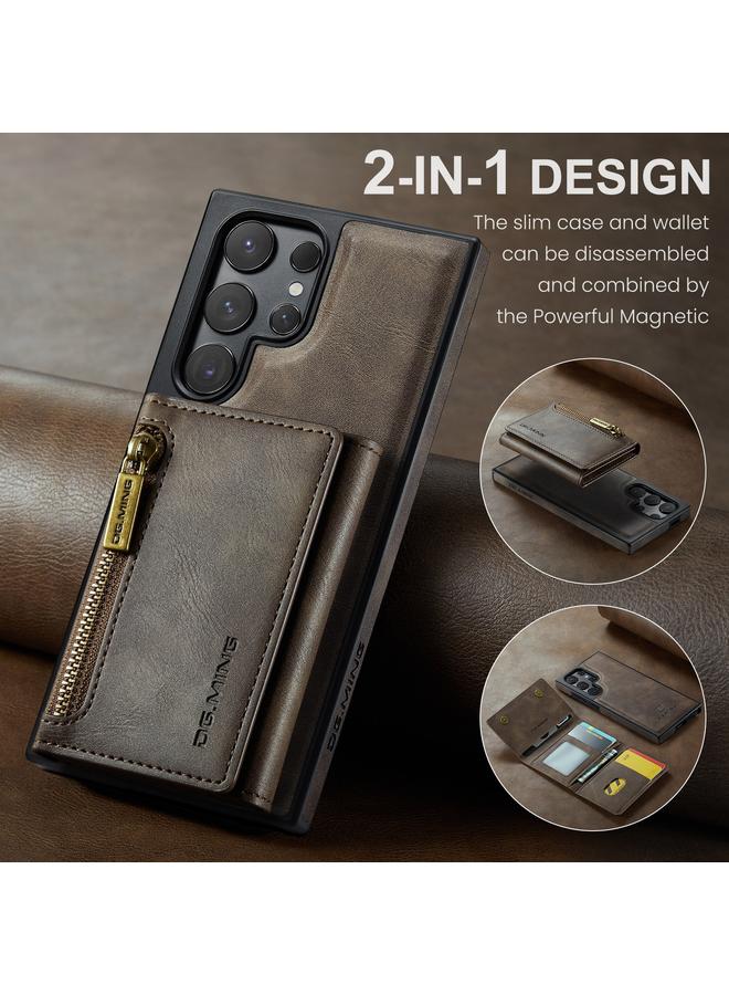 Dg Ming Case For Samsung Galaxy S24 Ultra 5G M5 Series Zip RFID Multi Card Detachable Leather Phone Case - Image 2