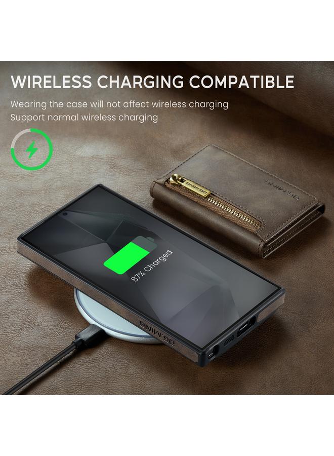 Dg Ming Case For Samsung Galaxy S24 Ultra 5G M5 Series Zip RFID Multi Card Detachable Leather Phone Case - Image 3