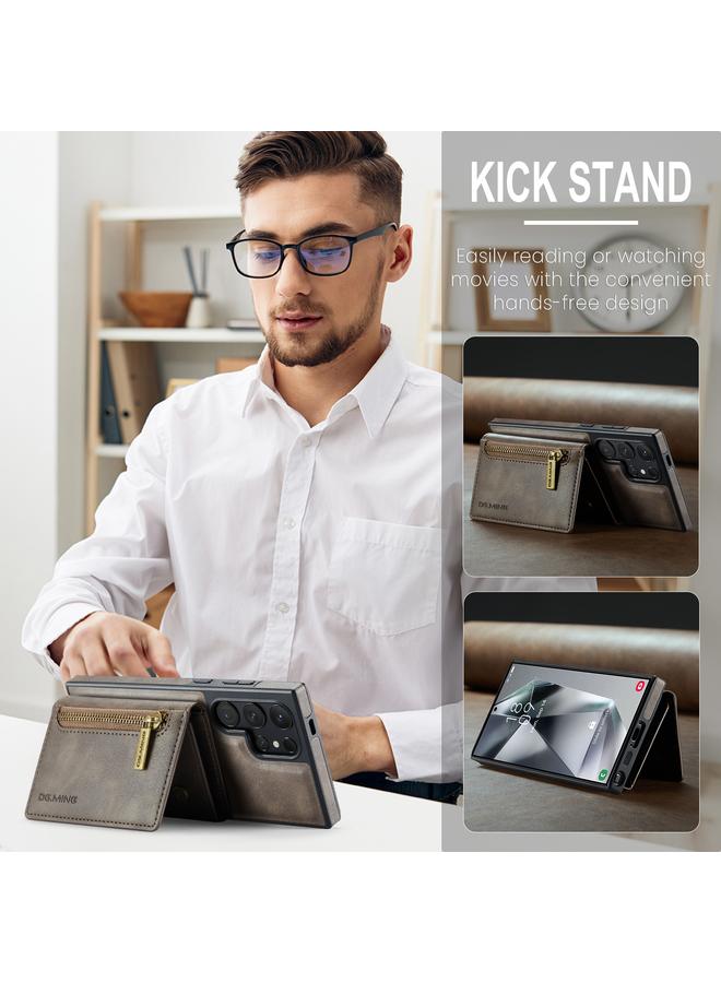 Dg Ming Case For Samsung Galaxy S24 Ultra 5G M5 Series Zip RFID Multi Card Detachable Leather Phone Case - Image 4