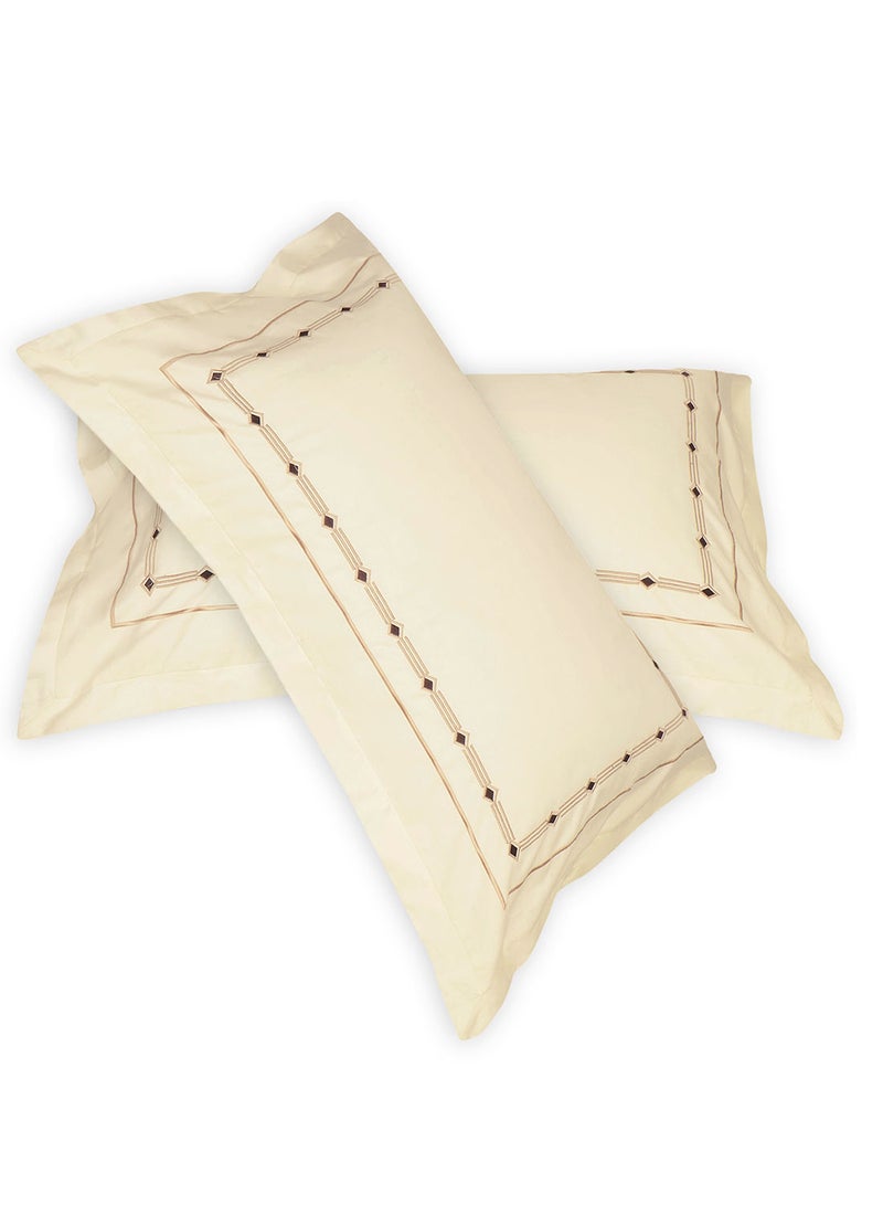 LAUREN Smith غطاء وسادة فاخر مطرز بكثافة 400 خيط من القطن بنسبة 100%، طقم من قطعتين - Image 3