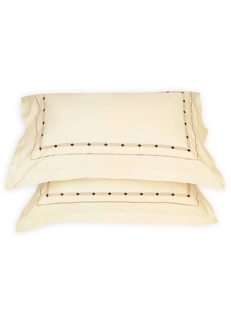 LAUREN Smith غطاء وسادة فاخر مطرز بكثافة 400 خيط من القطن بنسبة 100%، طقم من قطعتين - Image 2