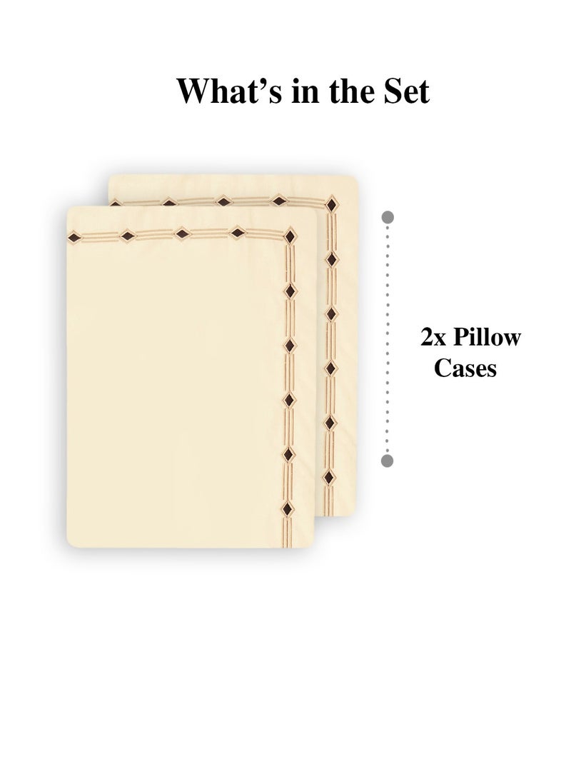 LAUREN Smith غطاء وسادة فاخر مطرز بكثافة 400 خيط من القطن بنسبة 100%، طقم من قطعتين - Image 4