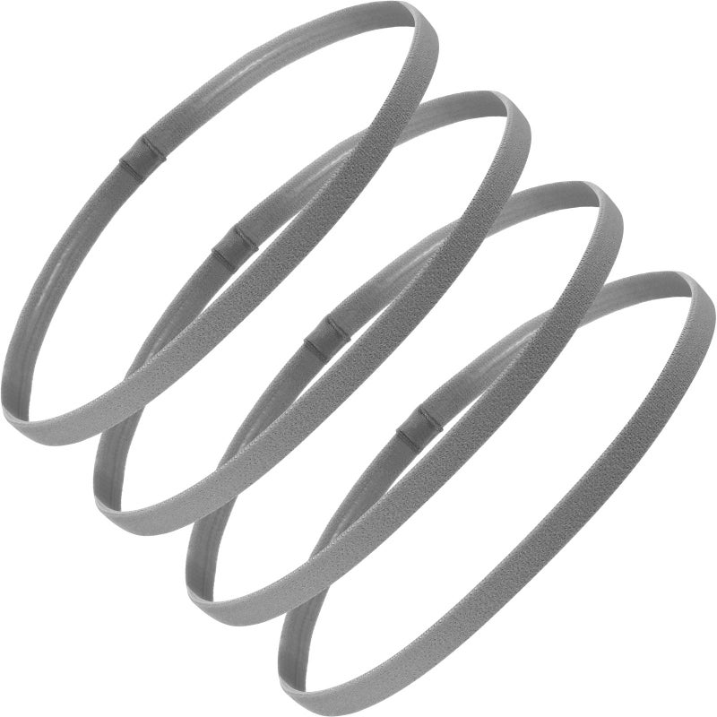 Bememo Bememo 4 Pieces Thick NonSlip Elastic Sport Headbands Hair Headbands for Women and Men Gray