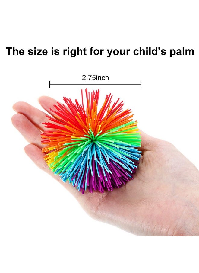 Leinuosen 5 Monkey Stringy Balls - Sensory Fidget Stress Balls, Soft Rainbow Pom Bouncy, Multicolor (2.75 Inch, 5 Pieces with Storage Bag)  - Image 4