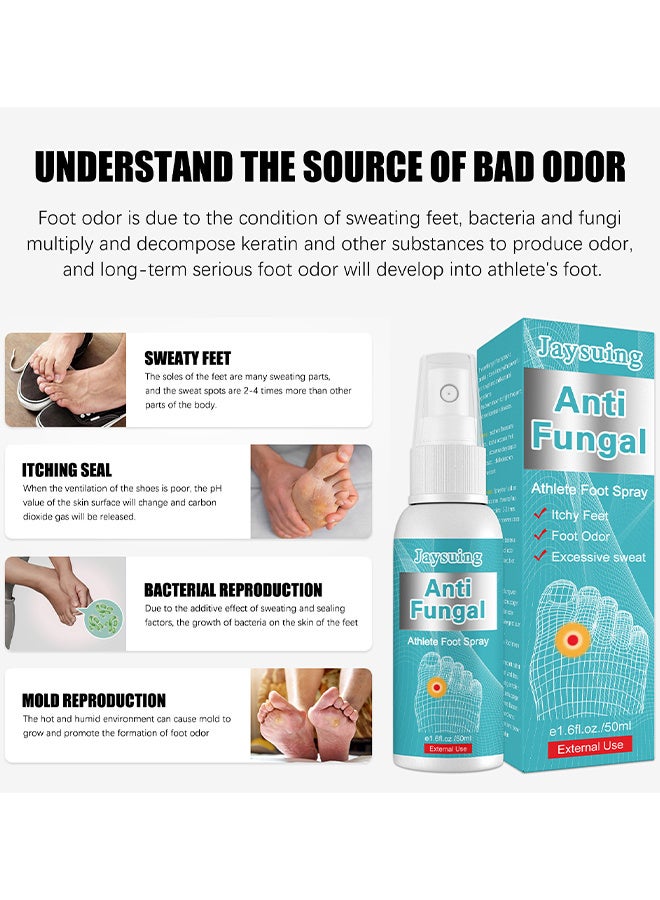 Jaysuing Anti Fungal Athletes Foot Treatment Spray, Anti-Fungi Treatment For Feet Itchy, Sweating, Peeling And Blisters, Natural Ingredients Foot Fungi Spray For Tinea Pedis 50ML - Image 4