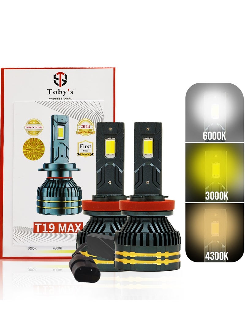 Toby's Toby's T19 Max-9006 130W/Pair Power Original Tested LED Headlight Assembly 13000 Lumens Bright 3 Colors With Temperature (6000K,4300K,3000K)  - Image 1