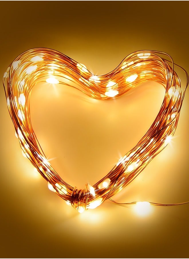 Tersely - [2 Pack] Fairy Christmas Diwali Ramadan Lights Battery Operated, 10M/33ft/100 LED Warm White String Light, Waterproof Battery Case, Indoor Lights for Xmas Tree Wedding,Party Events Garden Spring Decoration - Image 1