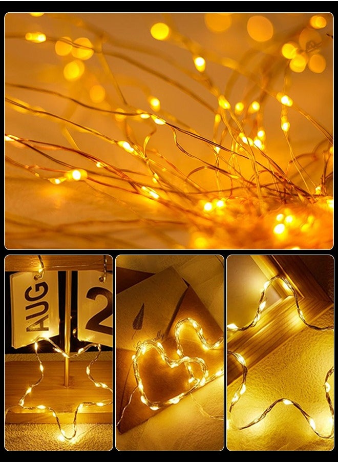 Tersely - [2 Pack] Fairy Christmas Diwali Ramadan Lights Battery Operated, 10M/33ft/100 LED Warm White String Light, Waterproof Battery Case, Indoor Lights for Xmas Tree Wedding,Party Events Garden Spring Decoration - Image 1