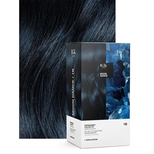 IGK Permanent Hair Dye Color Kit | 1B Moon Dance - Darkest Blue Black | 100% Gray Color Coverage + Strengthen + Shine | Ammonia Free - Image 2