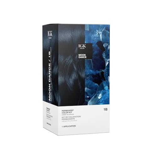 IGK Permanent Hair Dye Color Kit | 1B Moon Dance - Darkest Blue Black | 100% Gray Color Coverage + Strengthen + Shine | Ammonia Free - Image 1