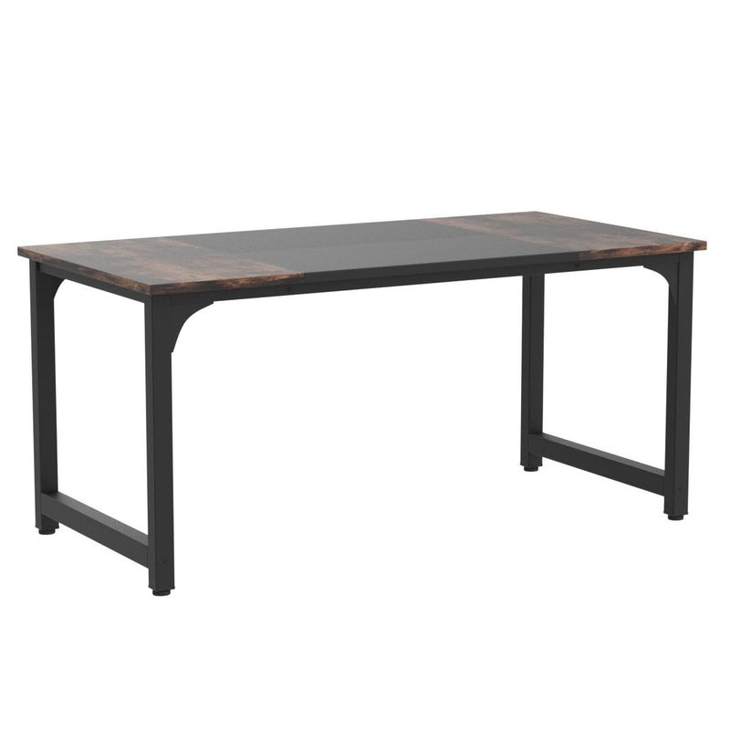 Tribesigns 63â€ Executive Desk, Large Office Computer Desk with Thicken Frame, Modern Simple Workstation Business Furniture for Home Office, Rustic Brown/Black - Image 4