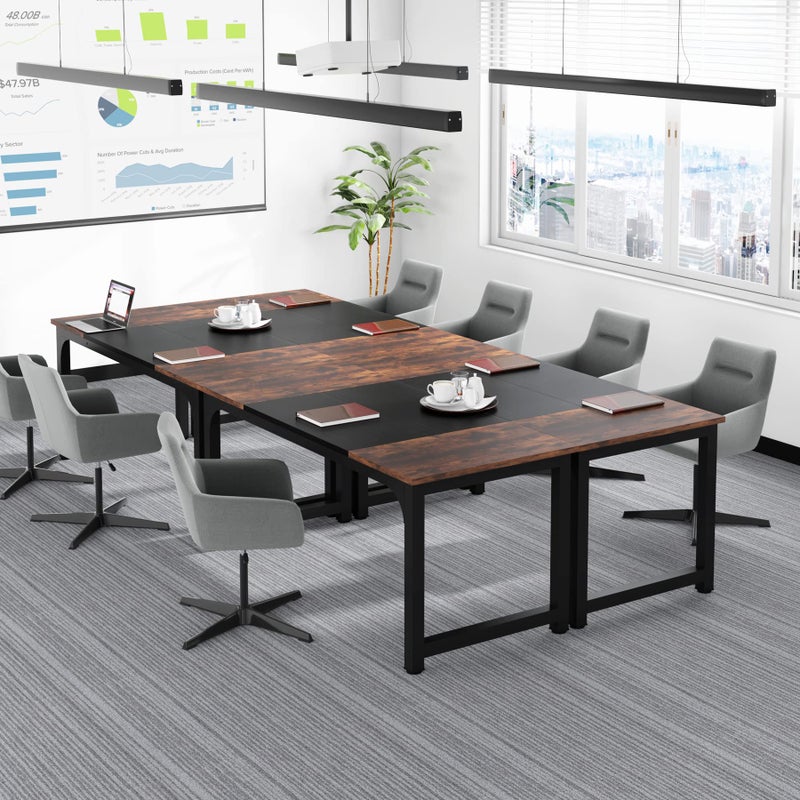 Tribesigns 63â€ Executive Desk, Large Office Computer Desk with Thicken Frame, Modern Simple Workstation Business Furniture for Home Office, Rustic Brown/Black - Image 5