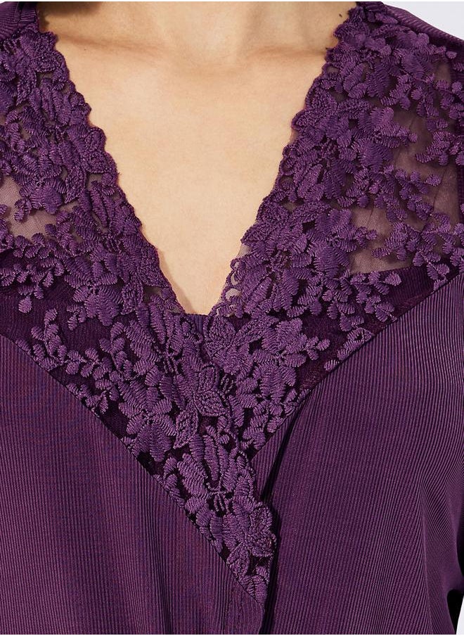 Styli Unwind Lace Insert Long Sleeves Robe  - Image 4