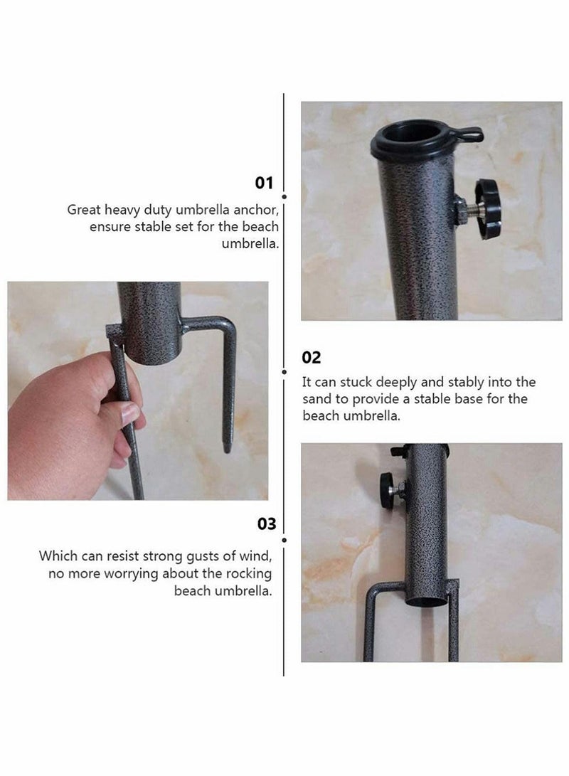 Beach Umbrella Sand Anchor, Steel Anchor Beach Umbrella Heavy Duty Metal Ground Grass Auger Holder Stands for Outdoor Summer Beach Garden Lawn Yard for Use in Flag, Umbrella, Fishing Rod (Black) - Image 5