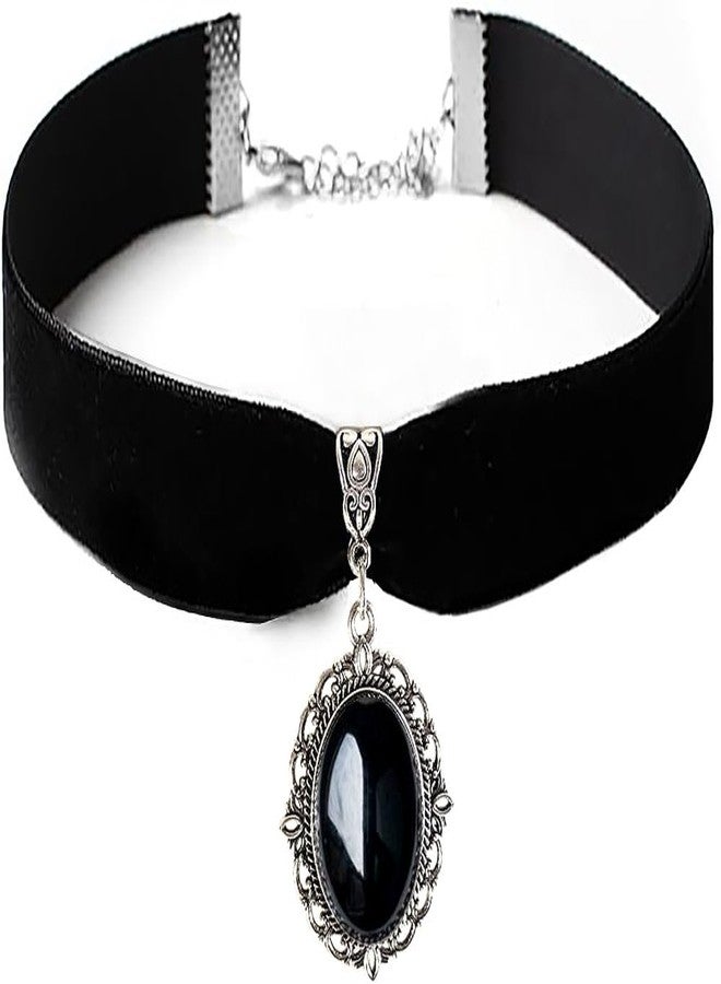 OLYPHAN قلادة تشوكر قوطية لنساء القراصنة، مجوهرات قوطية سوداء، قلادات مصاصي الدماء، لمسة فضية/قصدير، قلادة لملحقات زي الساحرة، قلادات الملكة الشريرة للهالوين، مظهر تعويذة عتيقة - Image 5