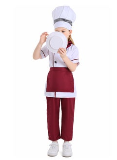 Al Aoyama Kids' Western-style pastry chef costume, festive performance outfit, burgundy cake baker uniform  - Image 5
