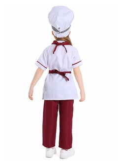 Al Aoyama Kids' Western-style pastry chef costume, festive performance outfit, burgundy cake baker uniform  - Image 4