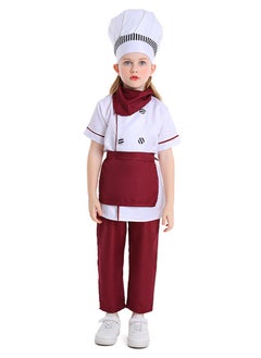 Al Aoyama Kids' Western-style pastry chef costume, festive performance outfit, burgundy cake baker uniform  - Image 2