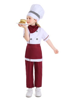 Al Aoyama Kids' Western-style pastry chef costume, festive performance outfit, burgundy cake baker uniform  - Image 3