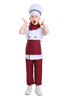 Al Aoyama Kids' Western-style pastry chef costume, festive performance outfit, burgundy cake baker uniform  - Image 1