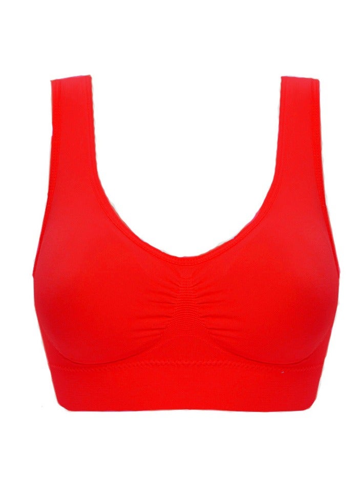 AROAQ Women Sports Bra, Fitness Sports Yoga Bra with Removable Padding,  Double-layer Seamless  Sports Bra without Rims, Comfortable Soft Bra for Workouts Running Yoga Trainings, (Size L, Big Red)  - Image 1