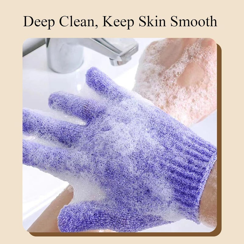 MOLOPPO Bath Glove 2 PCS Use Loofah Sponge Exfoliating Body Scrubber Deep Cleansing Removes Dead Skin for Both Women and MenBlack - Image 4