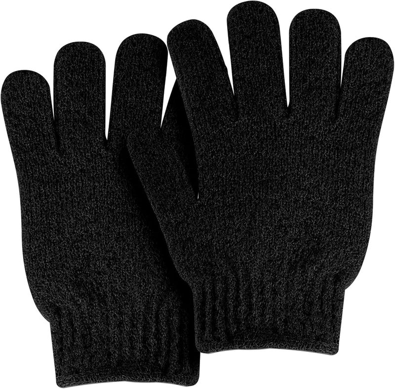 MOLOPPO Bath Glove 2 PCS Use Loofah Sponge Exfoliating Body Scrubber Deep Cleansing Removes Dead Skin for Both Women and MenBlack - Image 1