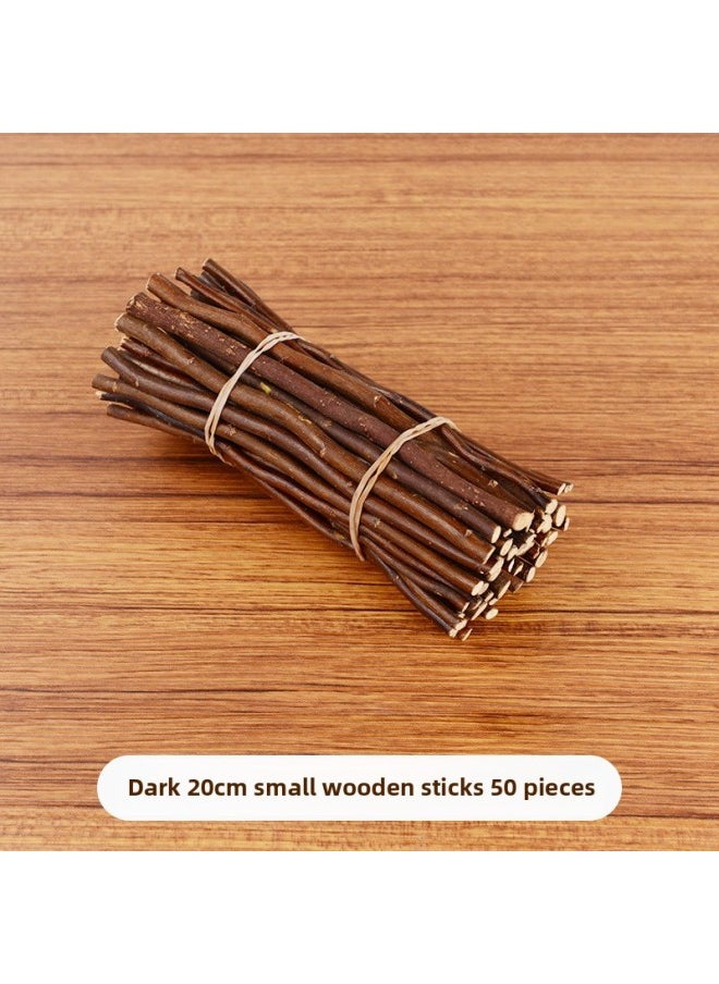 Generic - Branch Trunk Decoration Landscape Creative Diy Handmade Model Material Log Small Stick Round Wood Chip Solid Wood Photo Frame-Color:Dark Small Sticks 50 About 20cm High - Image 1