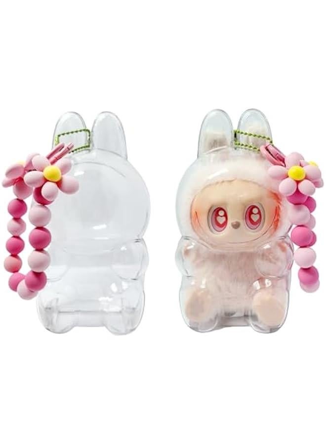 Arabest Transparent PVC Keychain Protector for Labubu Plush Figures - Clear Display Case for Pop Mart Labubu Monster Series, Collectors' Storage Bag (Sitting)  - Image 1