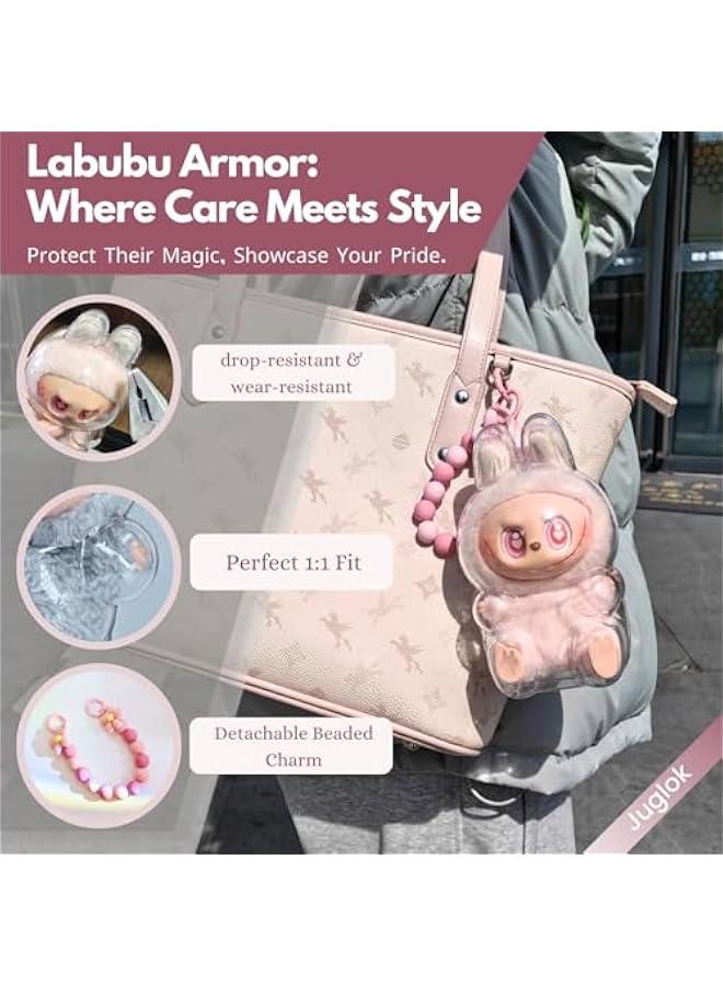 Arabest Transparent PVC Keychain Protector for Labubu Plush Figures - Clear Display Case for Pop Mart Labubu Monster Series, Collectors' Storage Bag (Sitting)  - Image 3