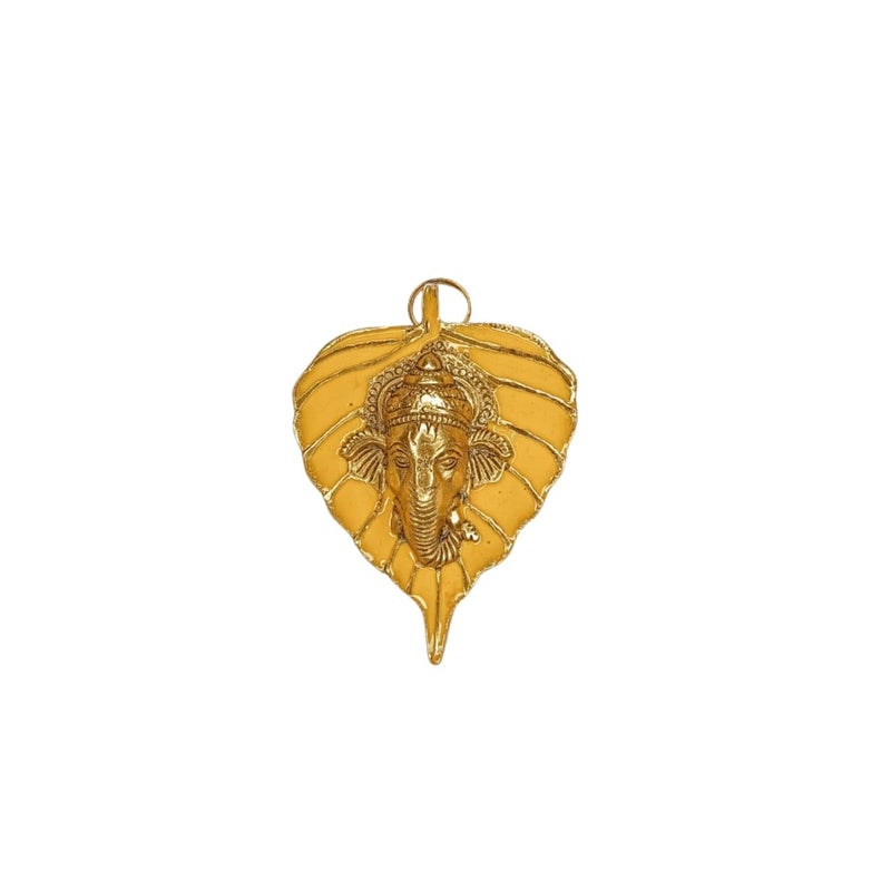 Velbliss Velbliss Metal Ganesha Idol on Leaf Ganesha Idol Wall Hanging Decor Return Gift for Women Diwali Dcor Item Gift for Ganesh Chaturthi House Warming Pack of 3 13cm  - Image 4