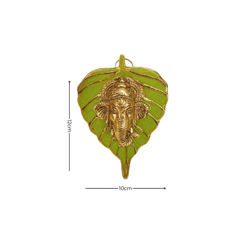 Velbliss Velbliss Metal Ganesha Idol on Leaf Ganesha Idol Wall Hanging Decor Return Gift for Women Diwali Dcor Item Gift for Ganesh Chaturthi House Warming Pack of 3 13cm  - Image 2