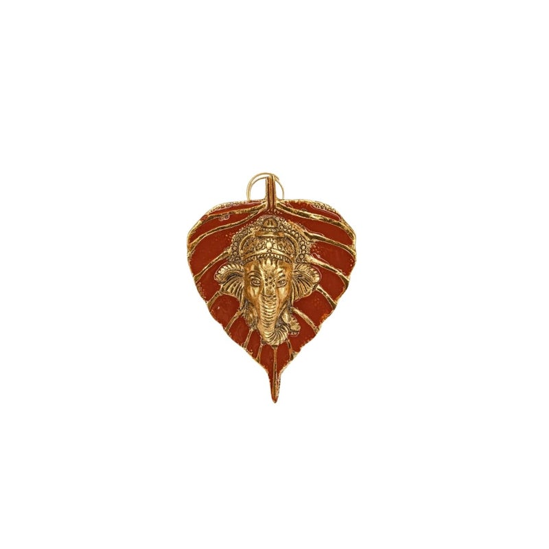 Velbliss Velbliss Metal Ganesha Idol on Leaf Ganesha Idol Wall Hanging Decor Return Gift for Women Diwali Dcor Item Gift for Ganesh Chaturthi House Warming Pack of 3 13cm  - Image 5