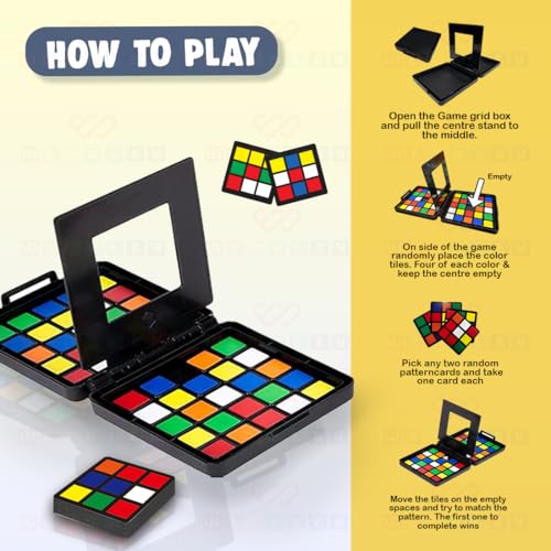 Wembley Color Tiles Cube Puzzle Race Board Game for Kids & Adults Two Player Speed Solving Face Off Brain Teaser Hand Eye Coordination Interactive Compact Engaging Thinking Game - Image 5