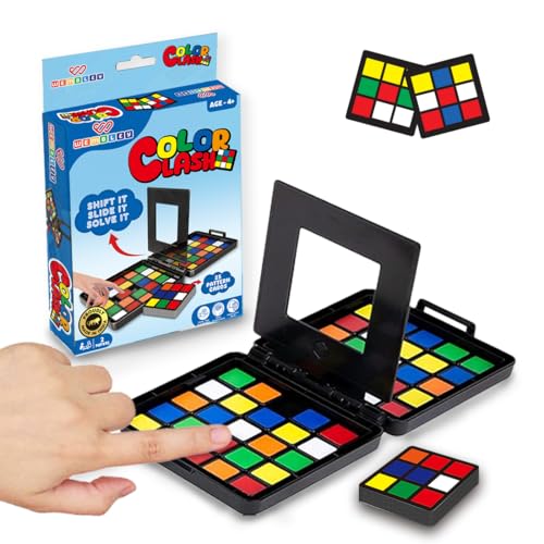 Wembley Color Tiles Cube Puzzle Race Board Game for Kids & Adults Two Player Speed Solving Face Off Brain Teaser Hand Eye Coordination Interactive Compact Engaging Thinking Game - Image 1