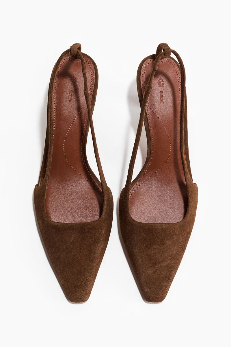 H&M Kitten-heeled leather slingbacks