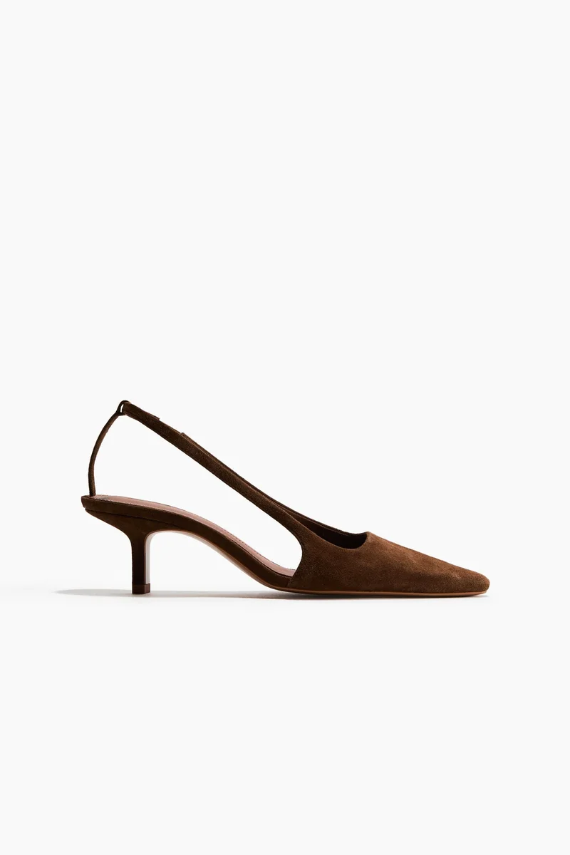 H&M Kitten-heeled leather slingbacks