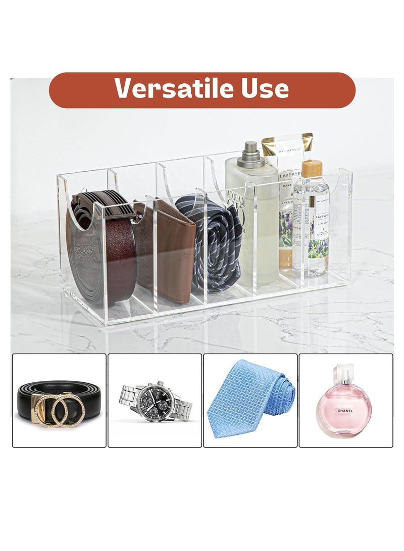 Acrylic - Belt Organizer - Wall Mount Belt Storage – Tie and Belt Organizer for Closet and Drawer – Belt Display - Organizer for Belts, Ties, Watches, Cosmetics, Underwear (5 compartment)  - Image 3