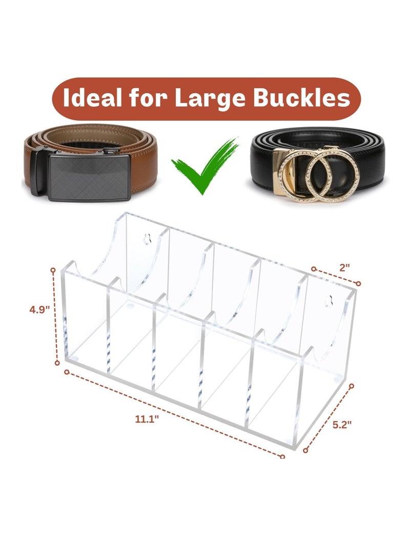 Acrylic - Belt Organizer - Wall Mount Belt Storage – Tie and Belt Organizer for Closet and Drawer – Belt Display - Organizer for Belts, Ties, Watches, Cosmetics, Underwear (5 compartment)  - Image 2