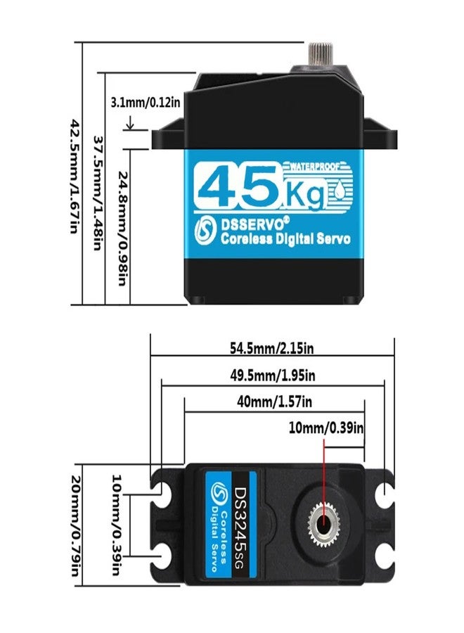 ZOSKAY 45kg high Torque Coreless Motor servo Metal Gear Digital and Stainless Steel Gear servo Motor servo for 1/8 1/10 1/12 RC Cars DIY (270 Degree) - Image 5