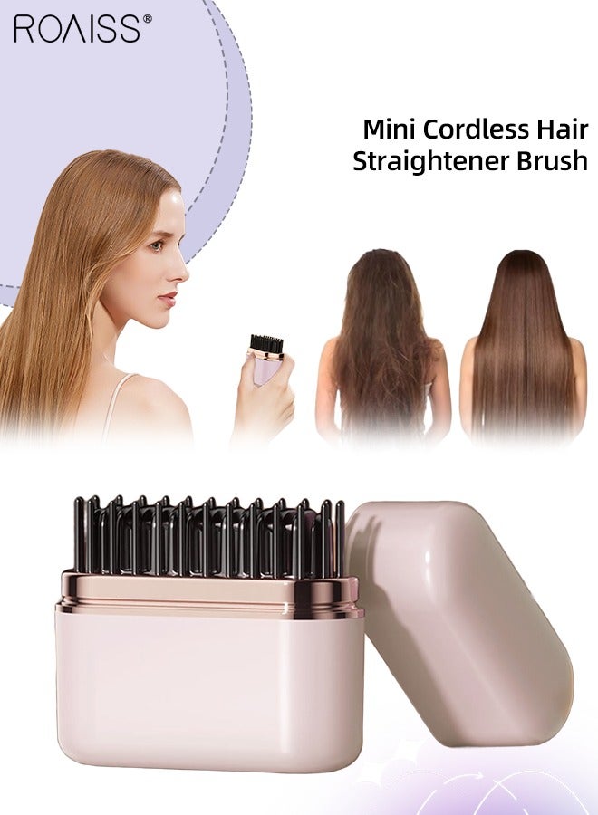 رويس فرشاة فرد شعر لاسلكية محمولة، تعديل درجة الحرارة بثلاث سرعات، عمر بطارية طويل للغاية، حديد فرد شعر سريعة التسخين بدون ضرر، مناسبة للغرة والشعر مستقيم - Image 1