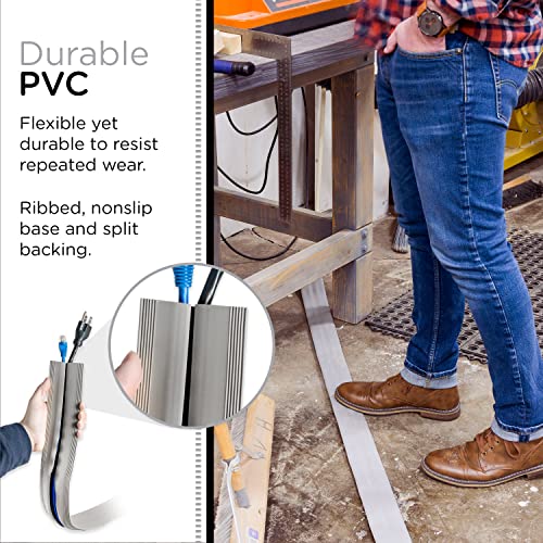 Cordinate 10ft Floor Cord Cover, Cable Protector, Hide Extension Cords, Protect Cords, Prevent Cable Trips, Heavy Duty Cord Hider - Cable Cavity = 0.75" (W) x 0.43" (H) - Gray - Image 4
