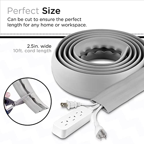 Cordinate 10ft Floor Cord Cover, Cable Protector, Hide Extension Cords, Protect Cords, Prevent Cable Trips, Heavy Duty Cord Hider - Cable Cavity = 0.75" (W) x 0.43" (H) - Gray - Image 2