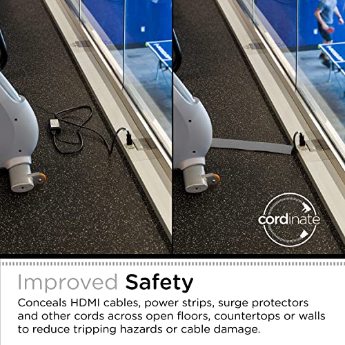 Cordinate 10ft Floor Cord Cover, Cable Protector, Hide Extension Cords, Protect Cords, Prevent Cable Trips, Heavy Duty Cord Hider - Cable Cavity = 0.75" (W) x 0.43" (H) - Gray - Image 3