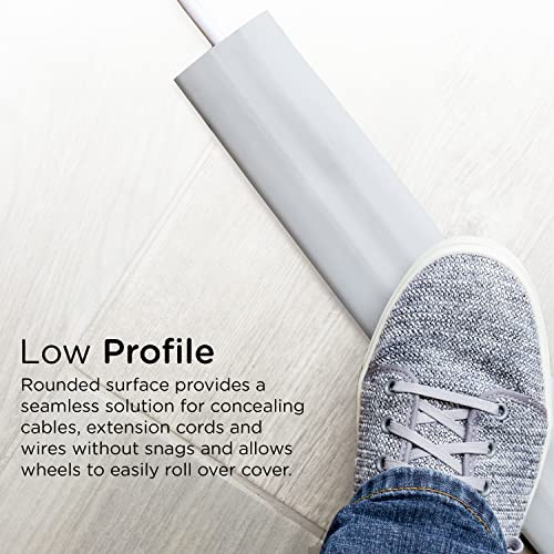 Cordinate 10ft Floor Cord Cover, Cable Protector, Hide Extension Cords, Protect Cords, Prevent Cable Trips, Heavy Duty Cord Hider - Cable Cavity = 0.75" (W) x 0.43" (H) - Gray - Image 5